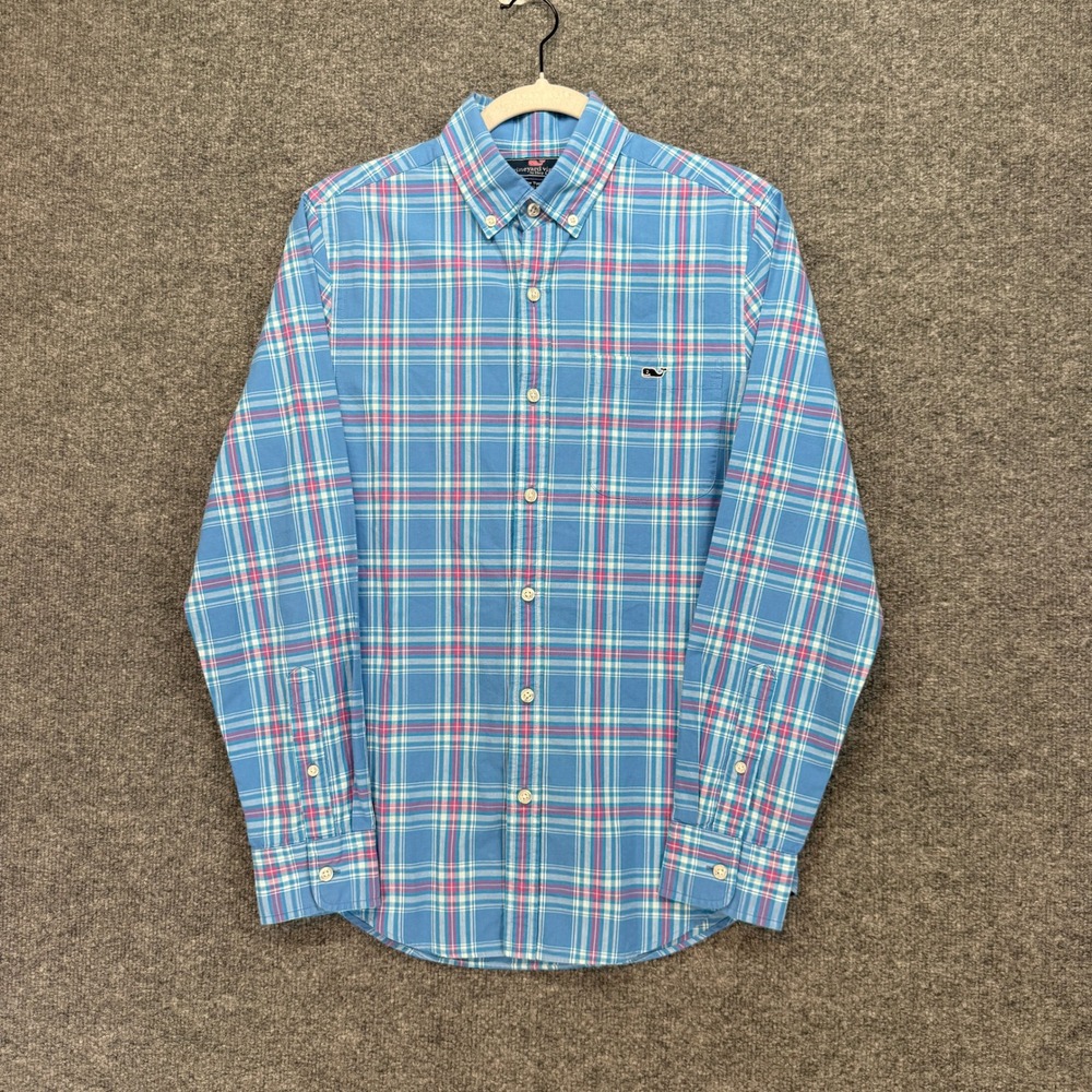 Vineyard Vines Button‎ Down Shirt Mens XS Blue Plaid Slim Fit Tucker Preppy